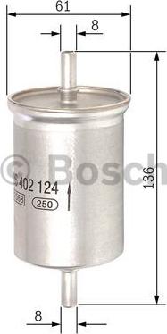 BOSCH F 026 402 124 - Degvielas filtrs ps1.lv