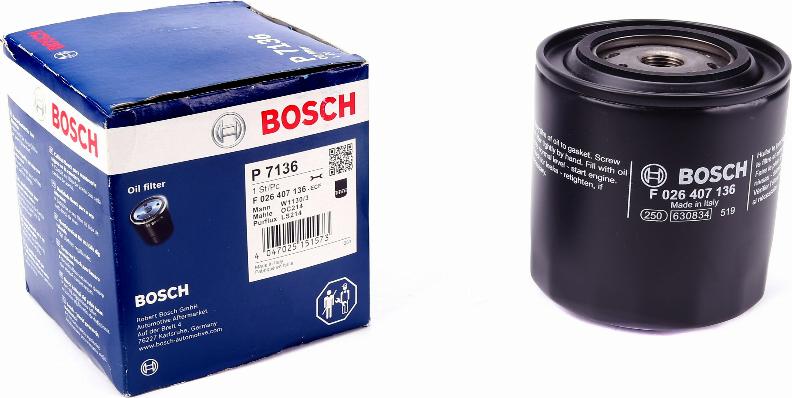 BOSCH F 026 407 136 - Eļļas filtrs ps1.lv