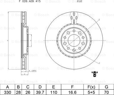 BOSCH F 026 A09 415 - Bremžu diski ps1.lv