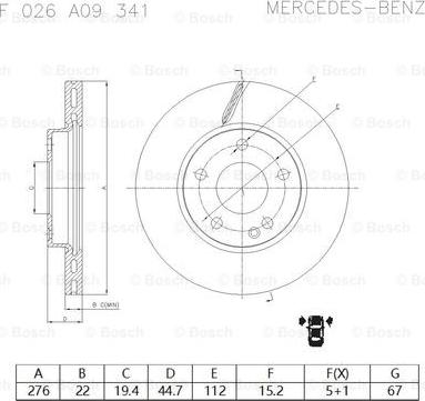 BOSCH F 026 A09 341 - Bremžu diski ps1.lv