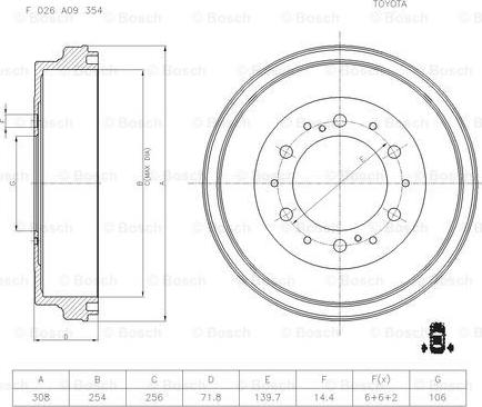 BOSCH F 026 A09 354 - Bremžu trumulis ps1.lv