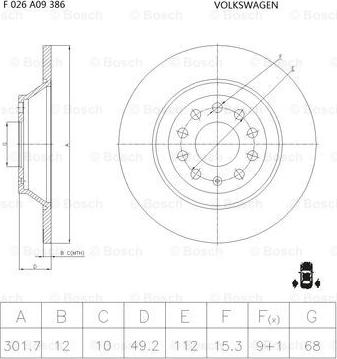 BOSCH F 026 A09 386 - Bremžu diski ps1.lv