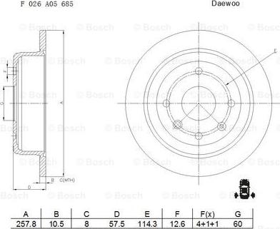 BOSCH F 026 A05 685 - Bremžu diski ps1.lv