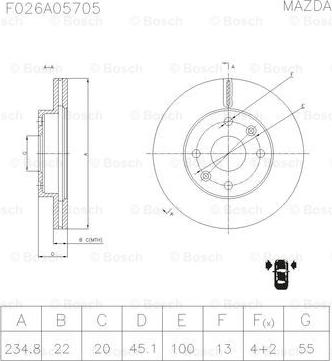 BOSCH F 026 A05 705 - Bremžu diski ps1.lv