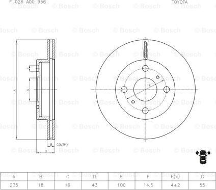 BOSCH F 026 A00 956 - Bremžu diski ps1.lv