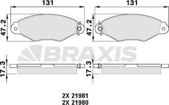 Braxis AA0014 - Bremžu uzliku kompl., Disku bremzes ps1.lv