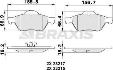 Braxis AA0080 - Bremžu uzliku kompl., Disku bremzes ps1.lv