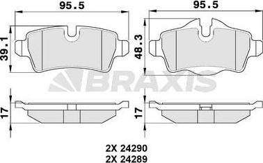 Braxis AA0101 - Bremžu uzliku kompl., Disku bremzes ps1.lv