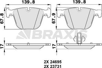 Braxis AA0314 - Bremžu uzliku kompl., Disku bremzes ps1.lv