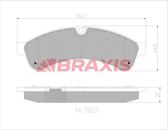 Braxis AA0760 - Bremžu uzliku kompl., Disku bremzes ps1.lv