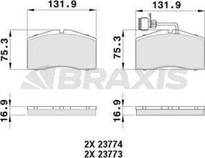 Braxis AB0480 - Bremžu uzliku kompl., Disku bremzes ps1.lv