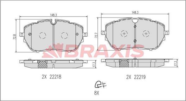 Braxis AB0640 - Bremžu uzliku kompl., Disku bremzes ps1.lv