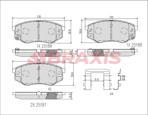 Braxis AB0619 - Bremžu uzliku kompl., Disku bremzes ps1.lv