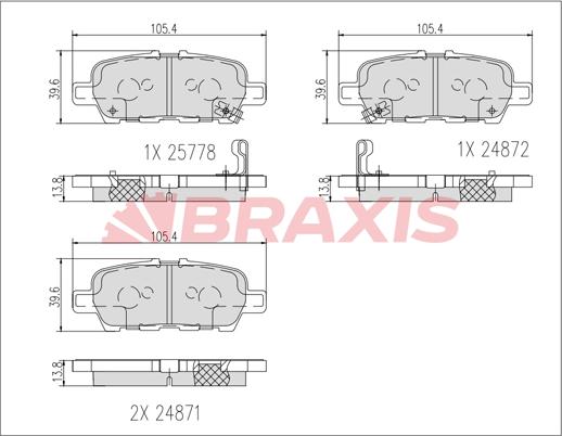 Braxis AB0617 - Bremžu uzliku kompl., Disku bremzes ps1.lv