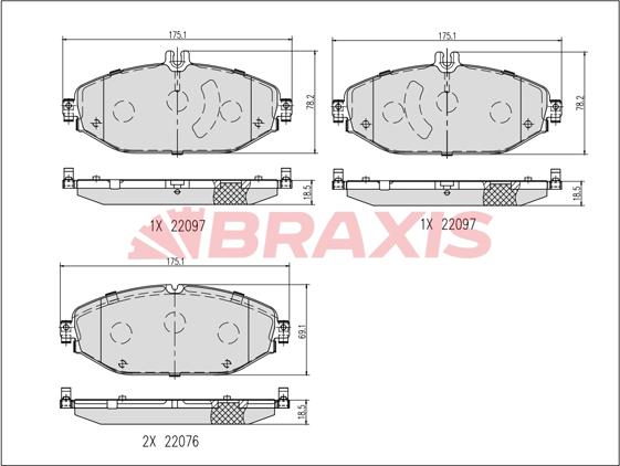 Braxis AB0638 - Bremžu uzliku kompl., Disku bremzes ps1.lv