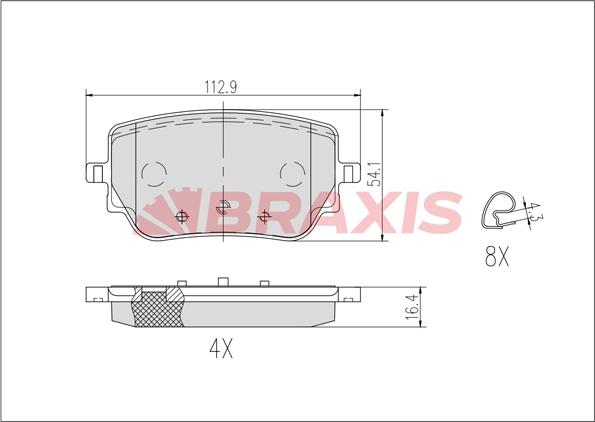 Braxis AB0633 - Bremžu uzliku kompl., Disku bremzes ps1.lv