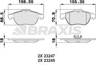 Braxis AB0061 - Bremžu uzliku kompl., Disku bremzes ps1.lv