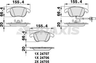 Braxis AB0067 - Bremžu uzliku kompl., Disku bremzes ps1.lv