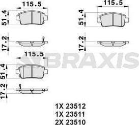 Braxis AB0036 - Bremžu uzliku kompl., Disku bremzes ps1.lv