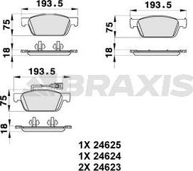 Braxis AB0195 - Bremžu uzliku kompl., Disku bremzes ps1.lv