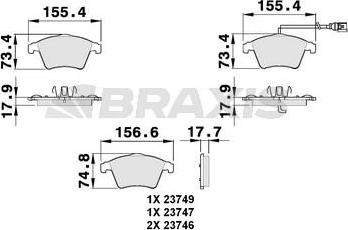 Braxis AB0148 - Bremžu uzliku kompl., Disku bremzes ps1.lv