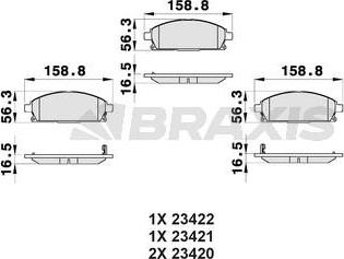 Braxis AB0166 - Bremžu uzliku kompl., Disku bremzes ps1.lv