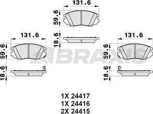 Braxis AB0167 - Bremžu uzliku kompl., Disku bremzes ps1.lv