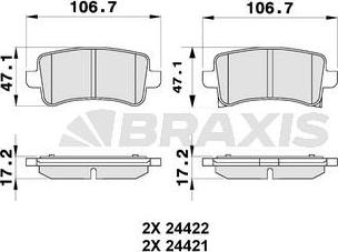 Braxis AB0180 - Bremžu uzliku kompl., Disku bremzes ps1.lv