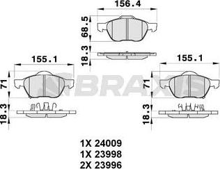 Braxis AB0340 - Bremžu uzliku kompl., Disku bremzes ps1.lv