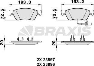 Braxis AB0320 - Bremžu uzliku kompl., Disku bremzes ps1.lv