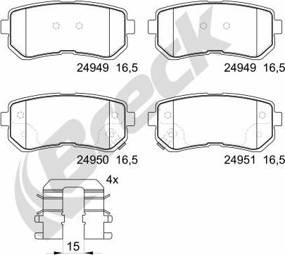 Breck 24949 00 704 00 - Bremžu uzliku kompl., Disku bremzes ps1.lv