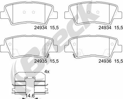 Breck 24934 00 702 00 - Bremžu uzliku kompl., Disku bremzes ps1.lv