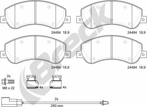 Breck 24484 00 703 10 - Bremžu uzliku kompl., Disku bremzes ps1.lv