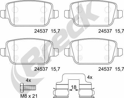 Breck 24537 00 702 00 - Bremžu uzliku kompl., Disku bremzes ps1.lv