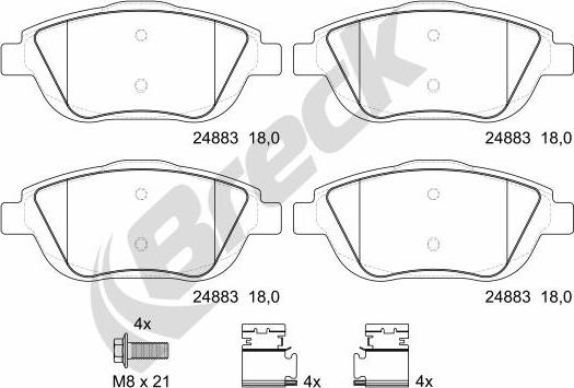 Breck 24883 00 702 00 - Bremžu uzliku kompl., Disku bremzes ps1.lv