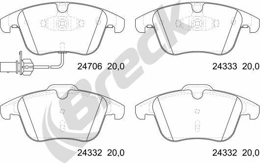 Breck 24706 00 551 10 - Bremžu uzliku kompl., Disku bremzes ps1.lv