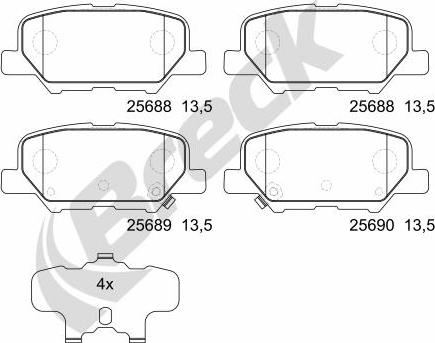 Breck 25688 00 702 00 - Bremžu uzliku kompl., Disku bremzes ps1.lv