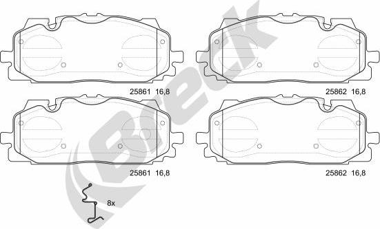 Breck 25861 00 553 00 - Bremžu uzliku kompl., Disku bremzes ps1.lv