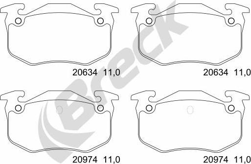 Breck 20973 00 704 00 - Bremžu uzliku kompl., Disku bremzes ps1.lv