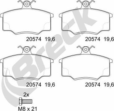 Breck 20574 10 701 00 - Bremžu uzliku kompl., Disku bremzes ps1.lv