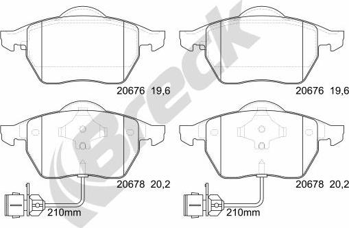 Breck 20676 00 701 10 - Bremžu uzliku kompl., Disku bremzes ps1.lv