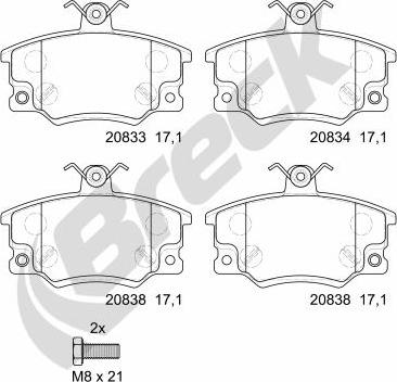 Breck 20833 00 701 10 - Bremžu uzliku kompl., Disku bremzes ps1.lv