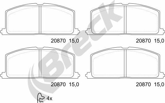 Breck 20870 00 701 10 - Bremžu uzliku kompl., Disku bremzes ps1.lv