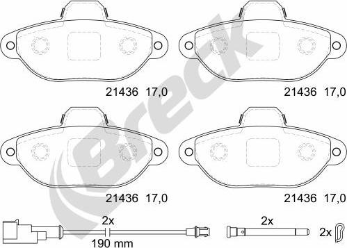 Breck 21436 00 702 10 - Bremžu uzliku kompl., Disku bremzes ps1.lv