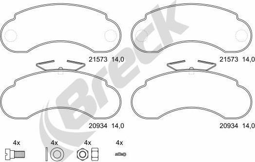 Breck 21573 00 706 00 - Bremžu uzliku kompl., Disku bremzes ps1.lv