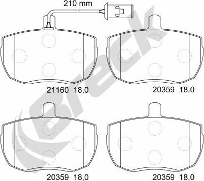 Breck 21160 00 701 10 - Bremžu uzliku kompl., Disku bremzes ps1.lv