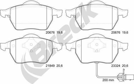 Breck 21849 00 701 10 - Bremžu uzliku kompl., Disku bremzes ps1.lv