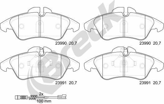 Breck 23990 00 703 10 - Bremžu uzliku kompl., Disku bremzes ps1.lv