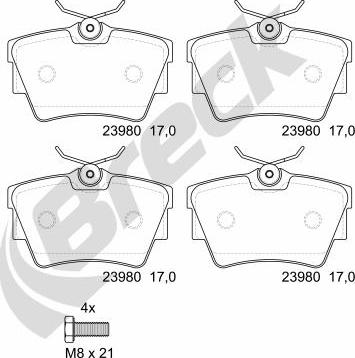 Breck 23980 00 703 00 - Bremžu uzliku kompl., Disku bremzes ps1.lv