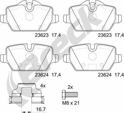 Breck 23623 00 704 00 - Bremžu uzliku kompl., Disku bremzes ps1.lv